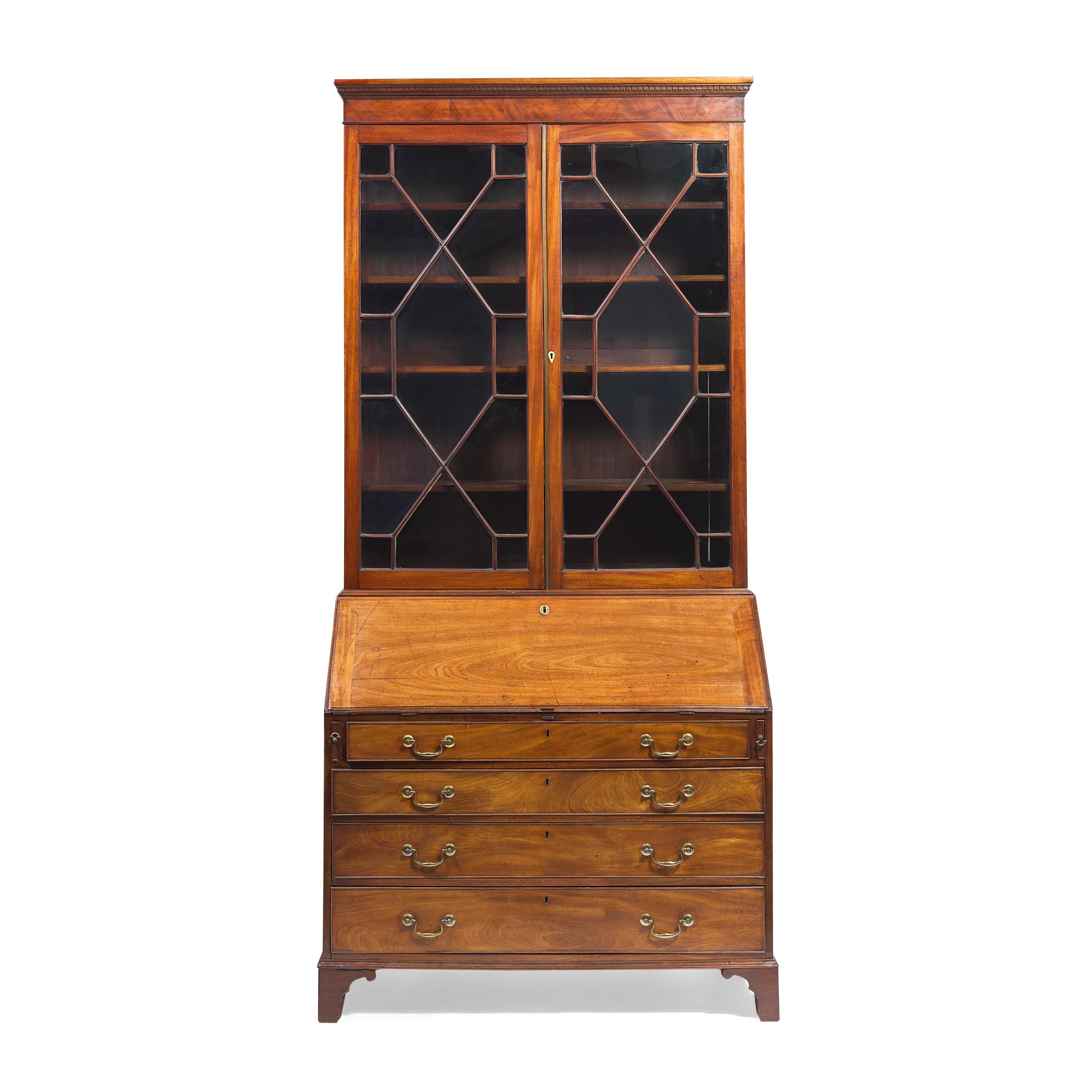 A George III Style Mahogany Slant-Front Secretary Bookcase