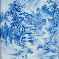 Two finely-painted Chinese blue and white porcelain panels 青花瓷板两件