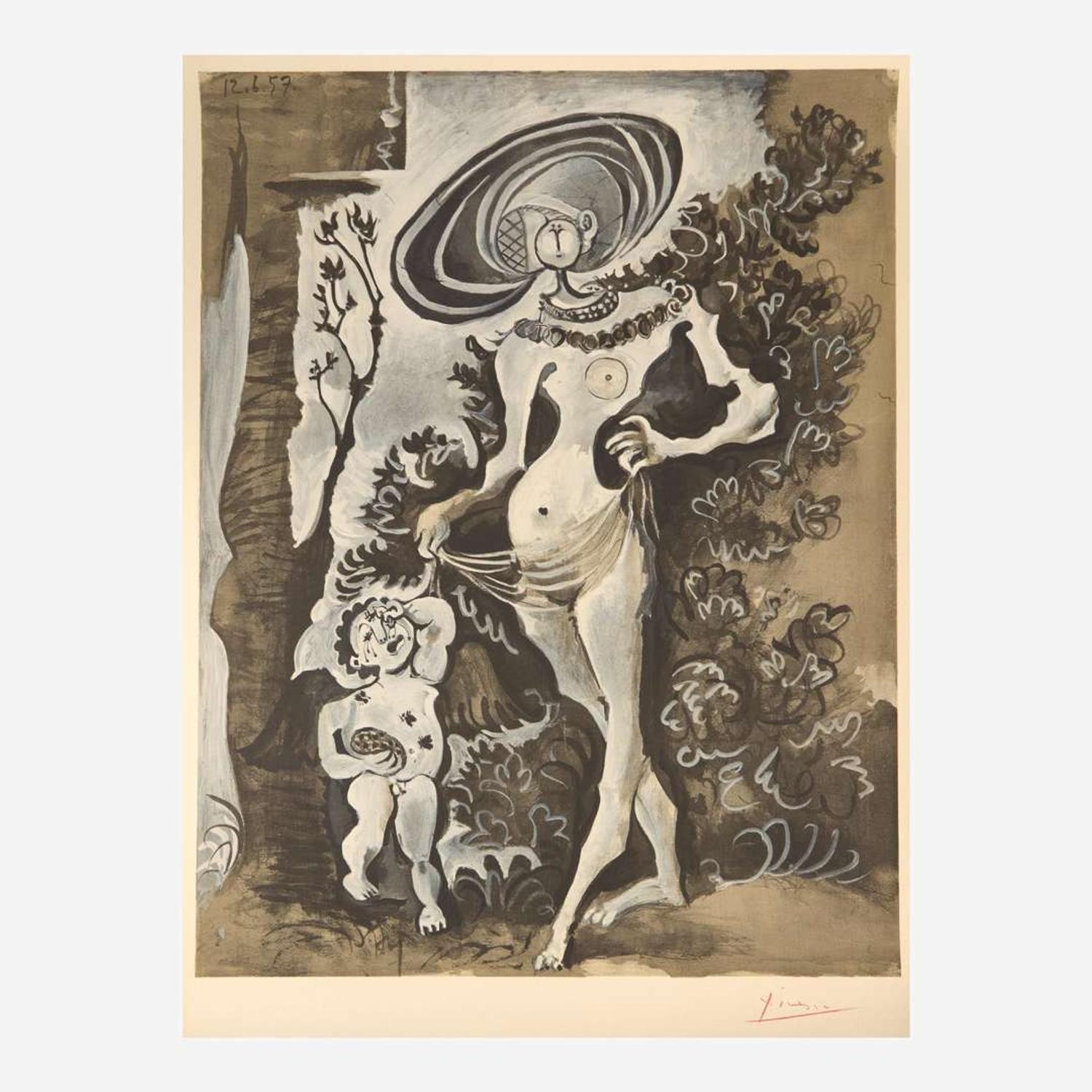 After Pablo Picasso (Spanish, 1881-1973) Venus et L'Amour Voleur de Miel (d'après Lucas Cranach l'Ancien)