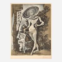 After Pablo Picasso (Spanish, 1881-1973) Venus et L'Amour Voleur de Miel (d'après Lucas Cranach l'Ancien)