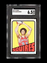 A 1972 Topps Julius Erving Rookie Basketball Card No. 195 (SGC 6.5 EX-NM+) and 1973 Topps All-Star Card No. 240 (SGC 6.5 EX-NM+)
