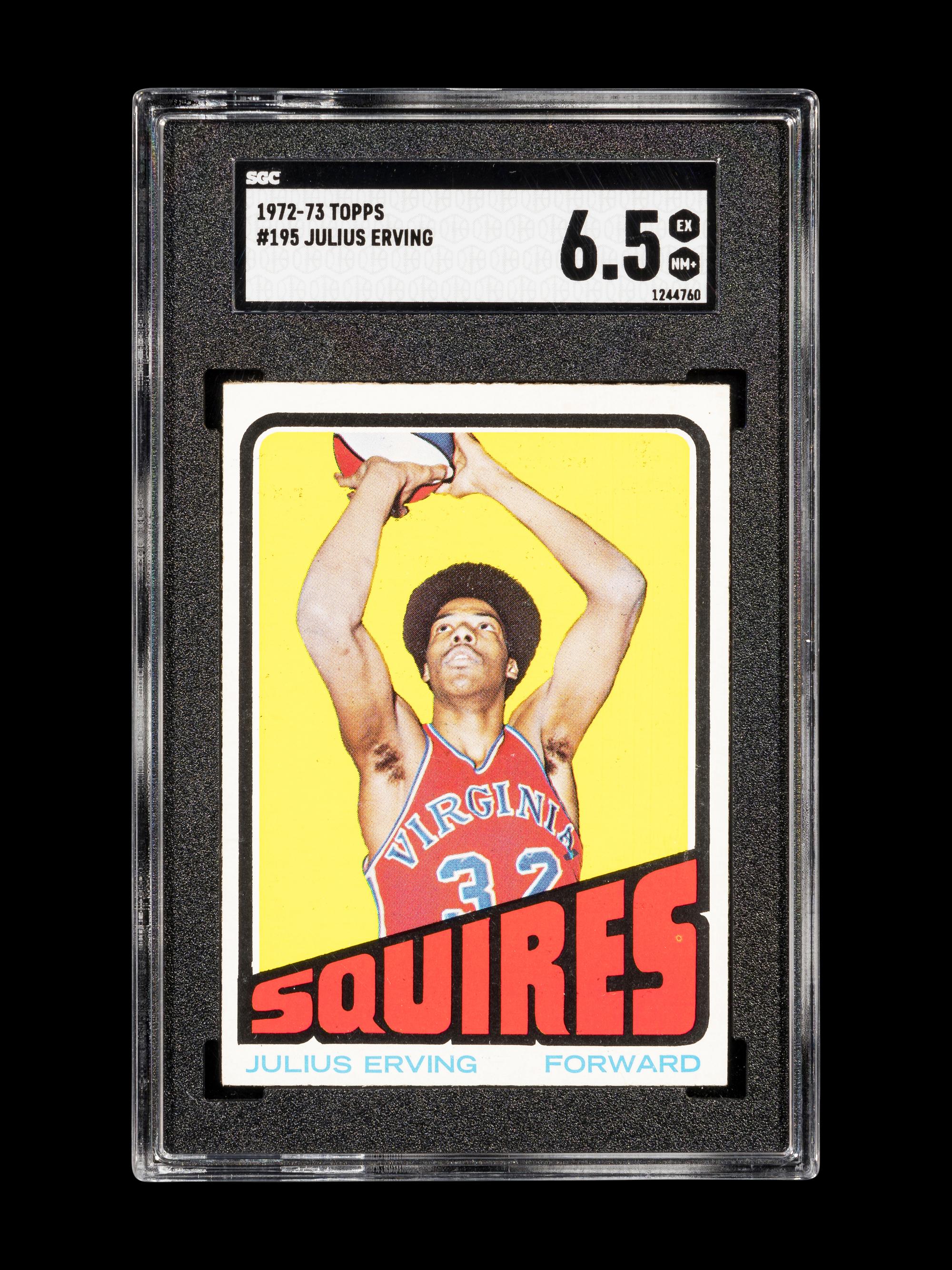 A 1972 Topps Julius Erving Rookie Basketball Card No. 195 (SGC 6.5 EX-NM+) and 1973 Topps All-Star Card No. 240 (SGC 6.5 EX-NM+)