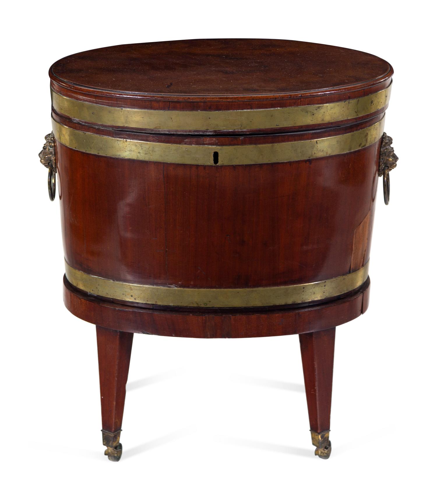 A George III Brass Banded Mahogany Cellarette