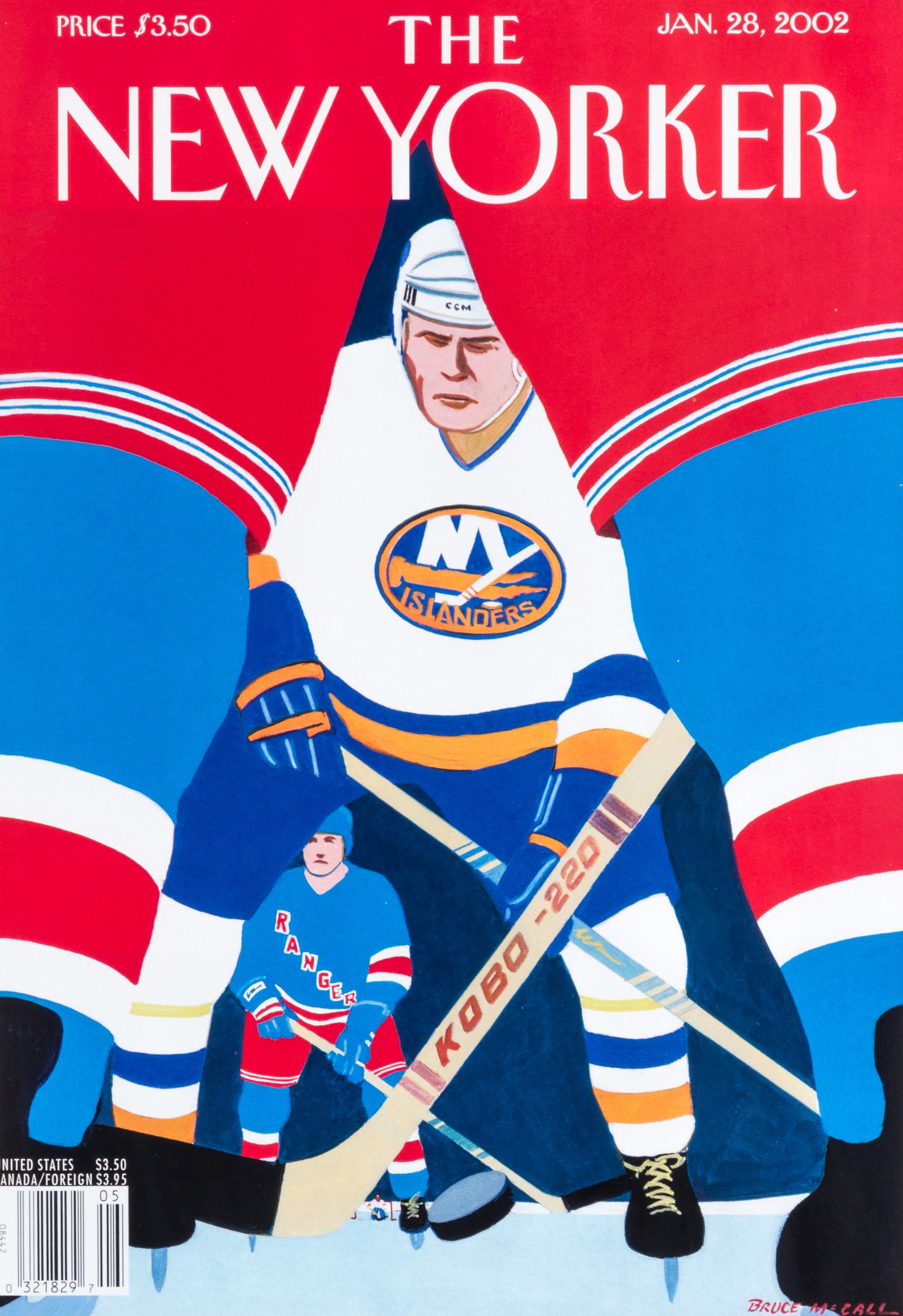 THE NEW YORKER. Five hockey-themed covers of The New Yorker, 1927-2003. Framed.