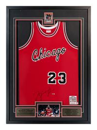 An Impressive Michael Jordan Signed Autograph Chicago Bulls Rookie Jersey Display (Upper Deck Authenticated)