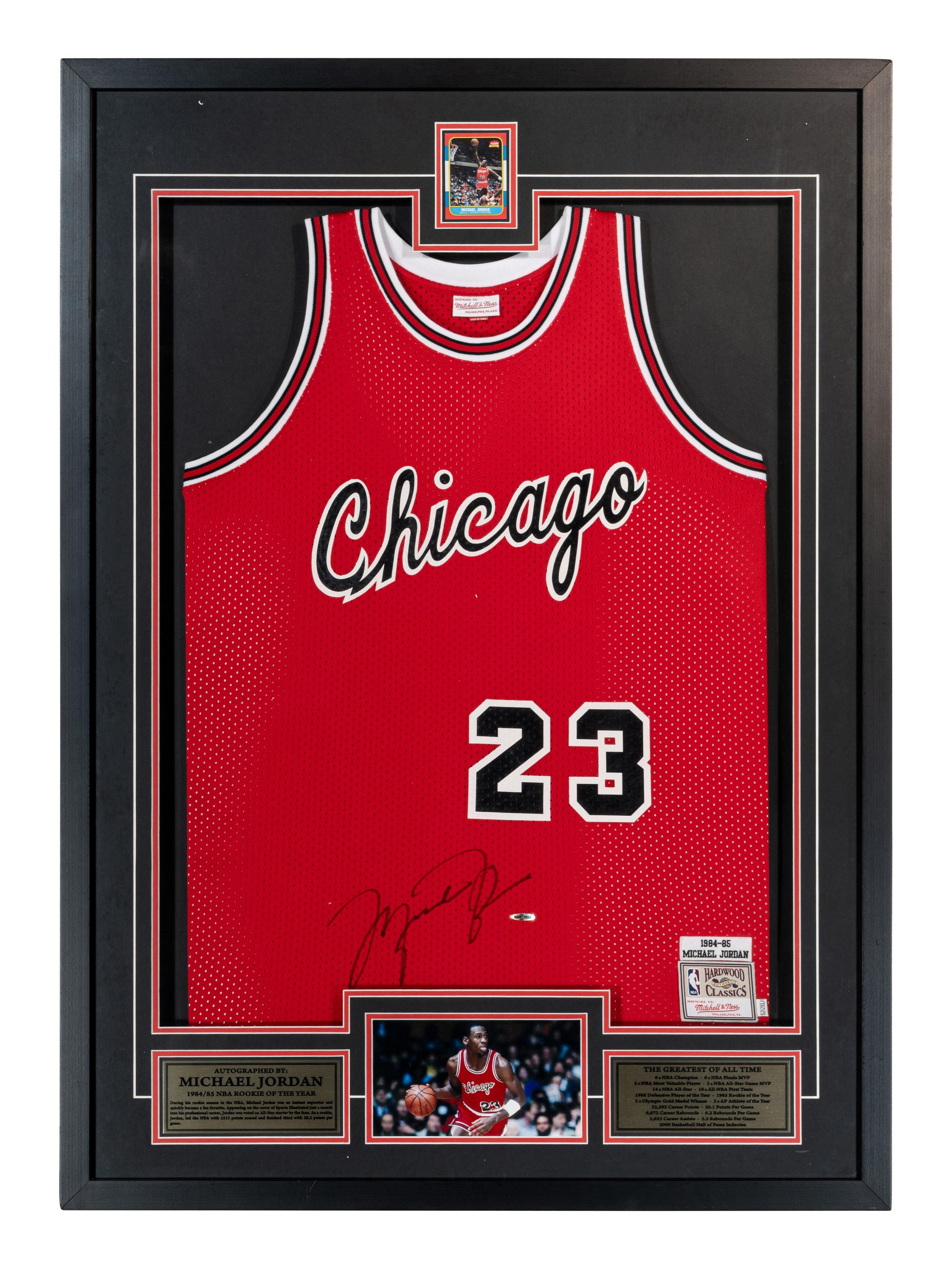 An Impressive Michael Jordan Signed Autograph Chicago Bulls Rookie Jersey Display (Upper Deck Authenticated)