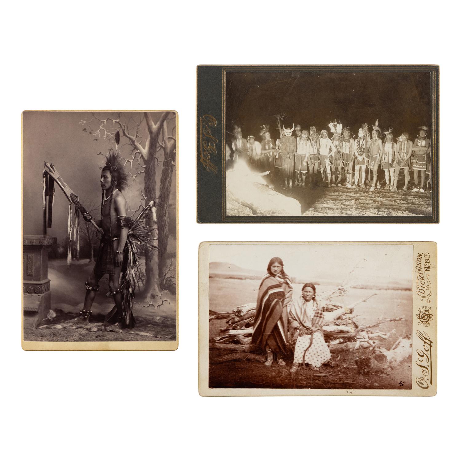 Goff, Orlando S. (1843-1916). A group of 3 cabinet cards of Native American subjects incl. a Medicine Man.