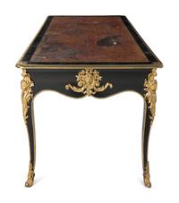 A Louis XV Style Gilt Bronze Mounted Ebonized Bureau Plat
