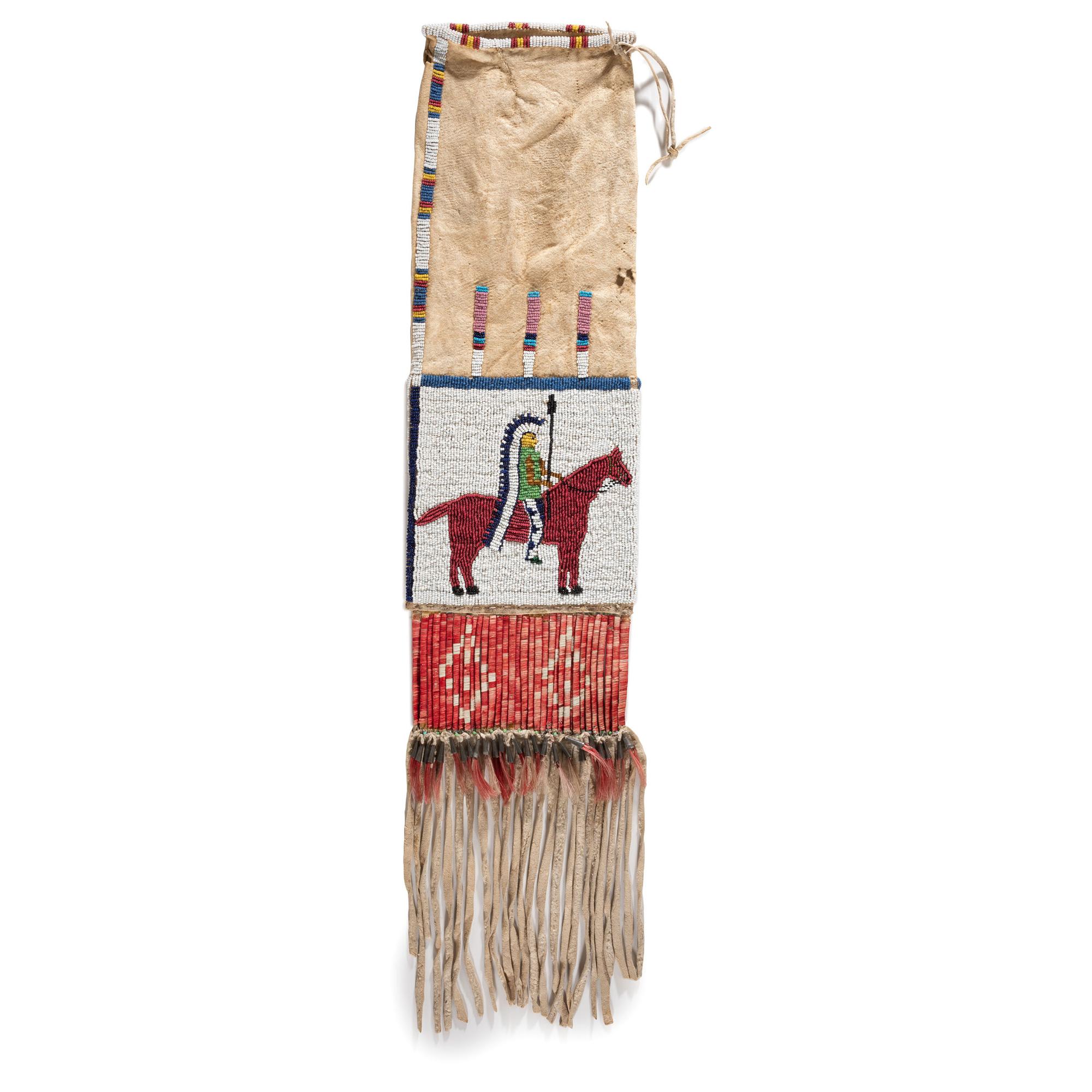 Sioux Beaded Hide Tobacco Bag, Pictorial