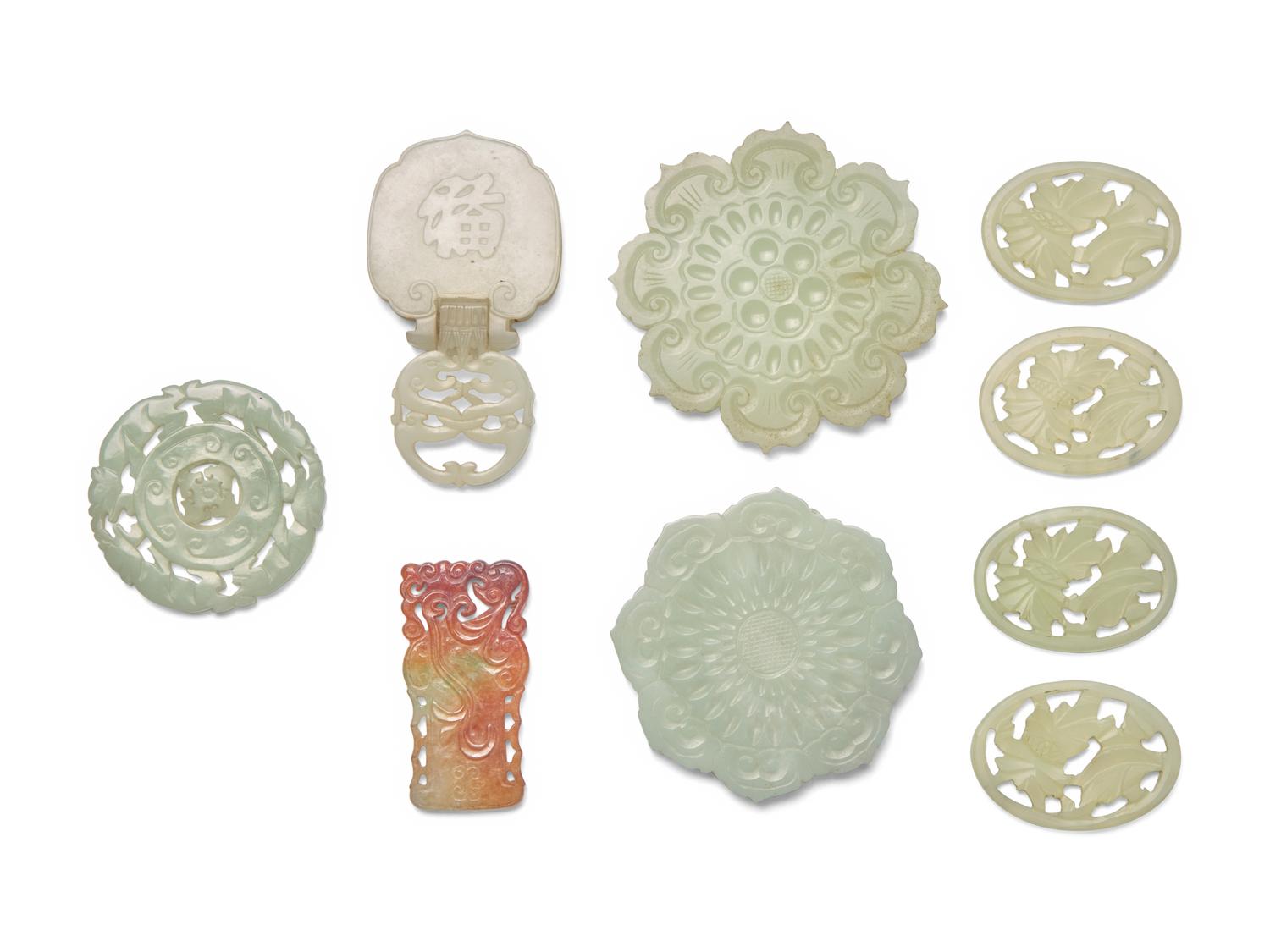 Nine Chinese Jade and Hardstone Pendants