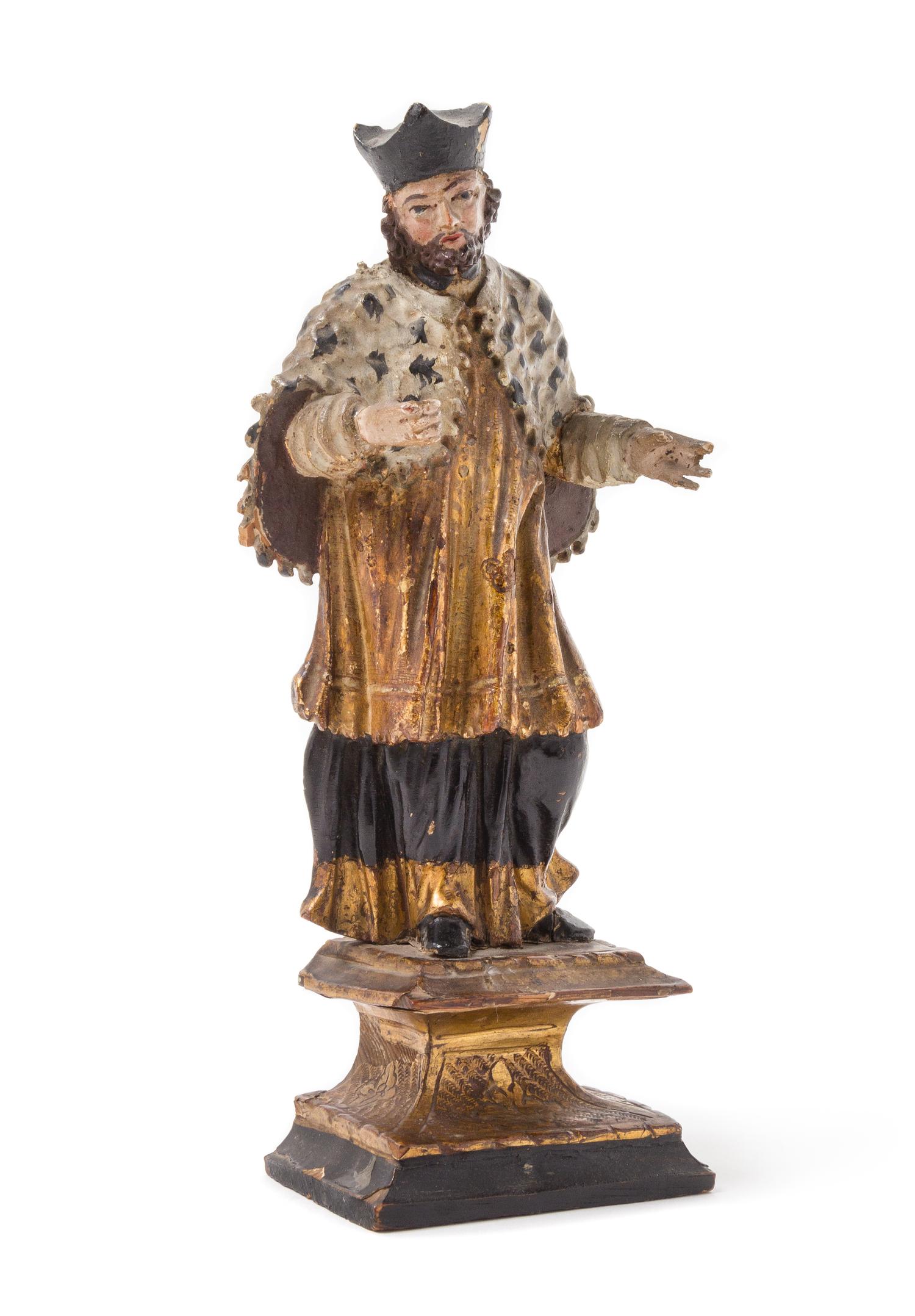 An Austrian Painted and Parcel Gilt Carved Wood Figure — 19TH CENTURY