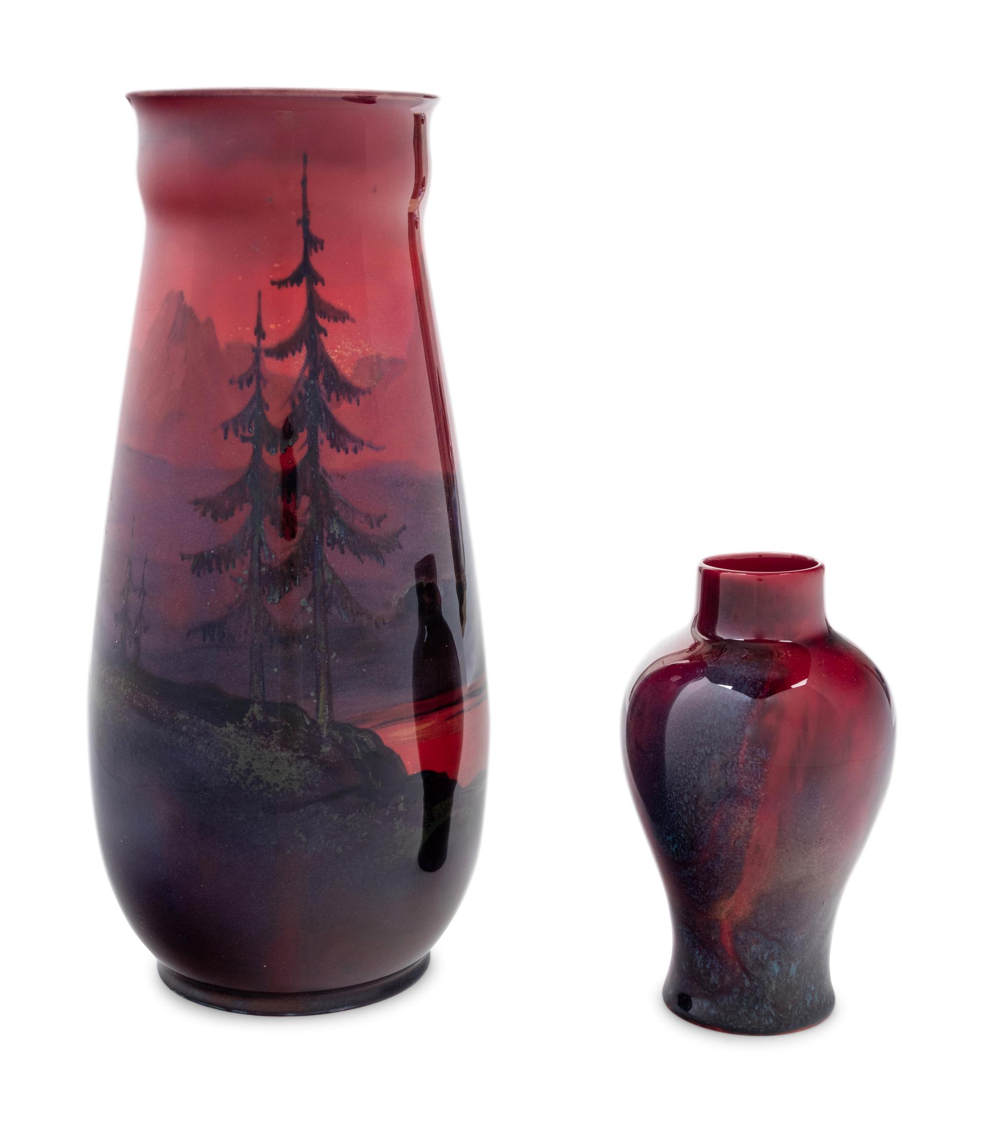Two Royal Doulton Flambé Glazed Sung Ware Vases