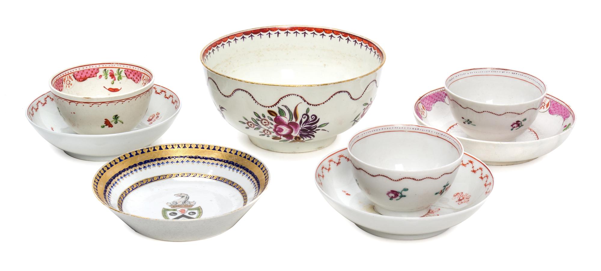 A Collection of Chinese Export Porcelain Table Articles Width of first 6 inches.