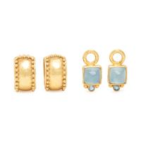 Elizabeth Locke, Pair of Yellow Gold Earrings and Two Aquamarine Drops