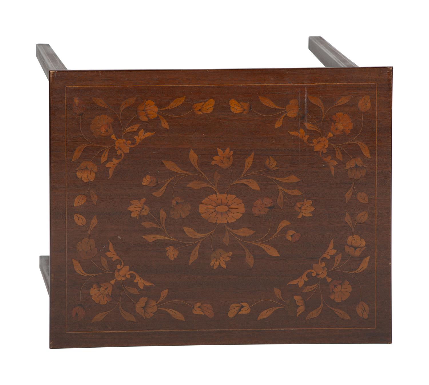 Four Floral Marquetry and String Inlaid Nested Tables