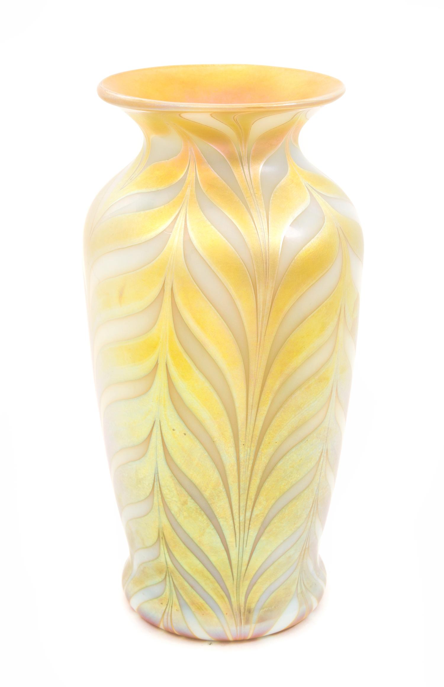 An American Studio Glass Vase, Lundberg Studios Height 10 3/4 inches.