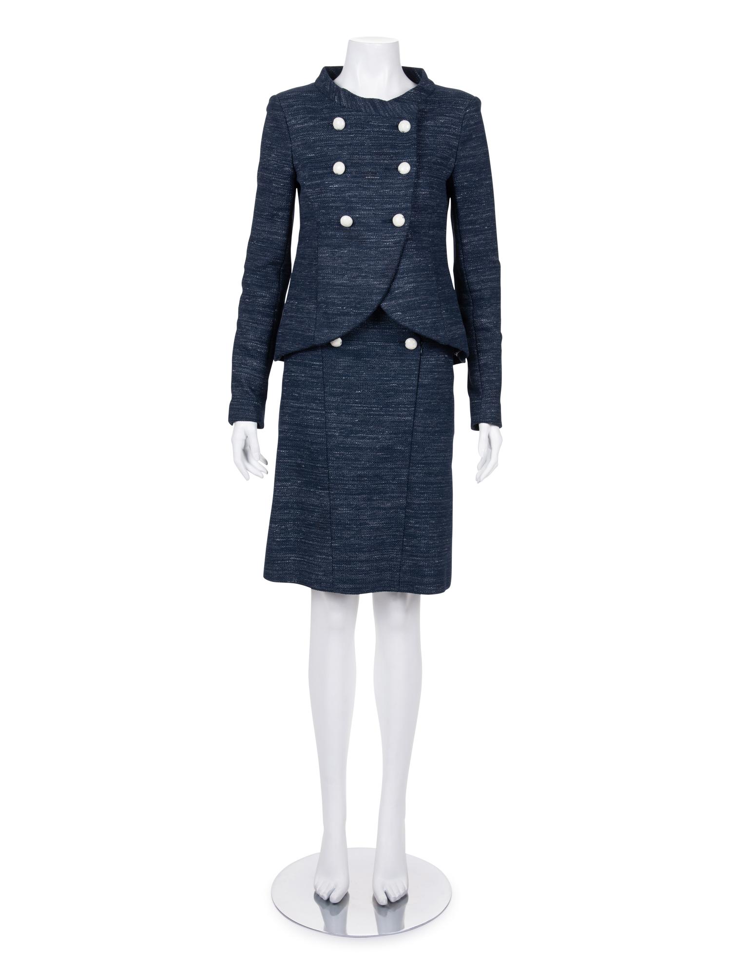 Chanel Tweed Double Breasted Skirt Suit, 1990-2000s