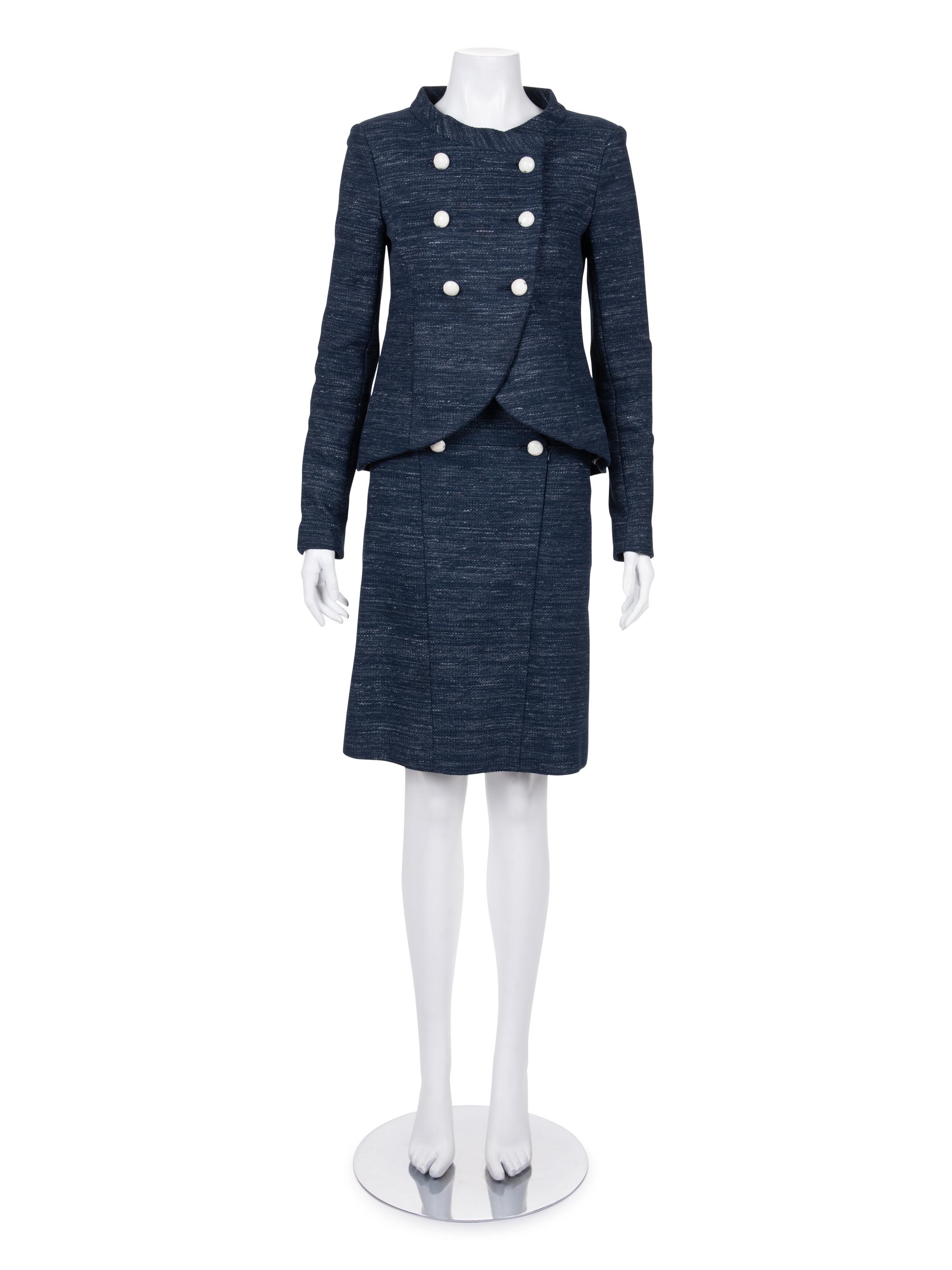 Chanel Tweed Double Breasted Skirt Suit, 1990-2000s