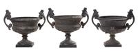 A Set of Five Victorian Painted Iron Jardinieres Width 28 1/2 inches.