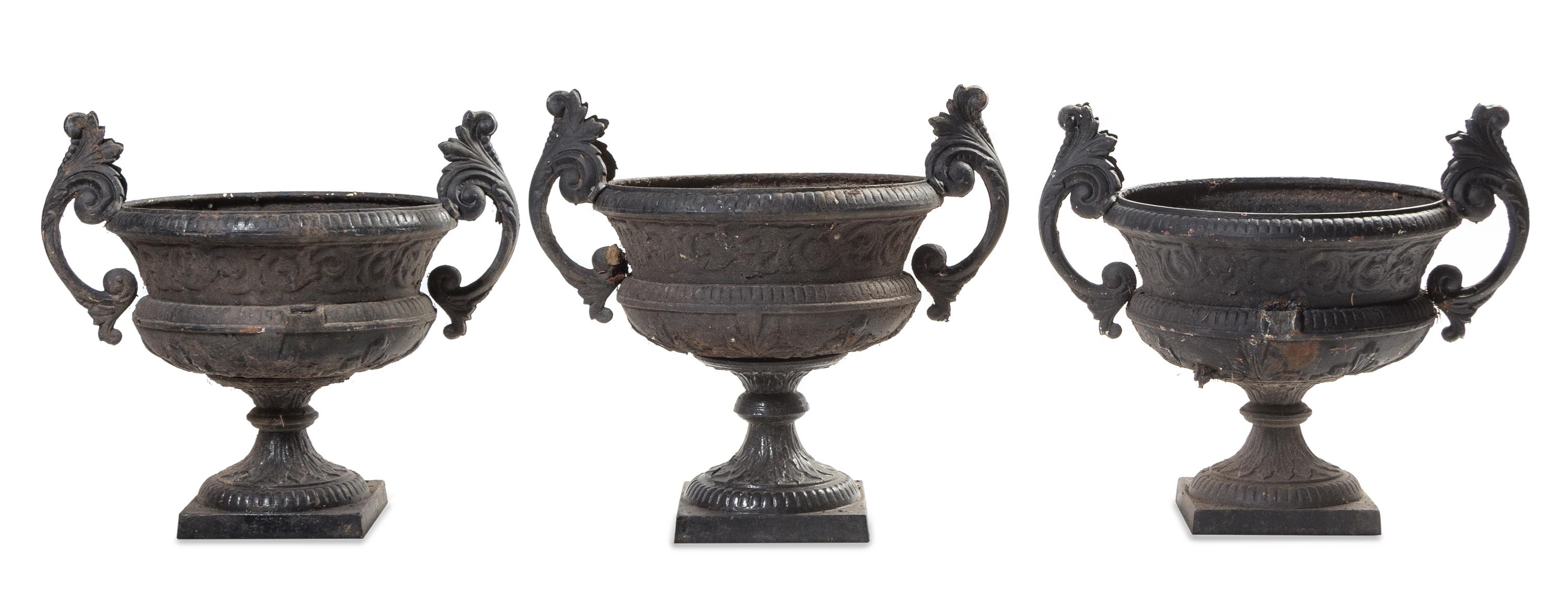 A Set of Five Victorian Painted Iron Jardinieres Width 28 1/2 inches.