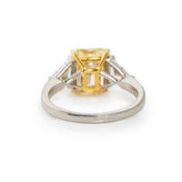 FANCY YELLOW DIAMOND, DIAMOND, AND PLATINUM RING
