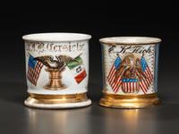 Two Patriotic Porcelain Shaving Mugs