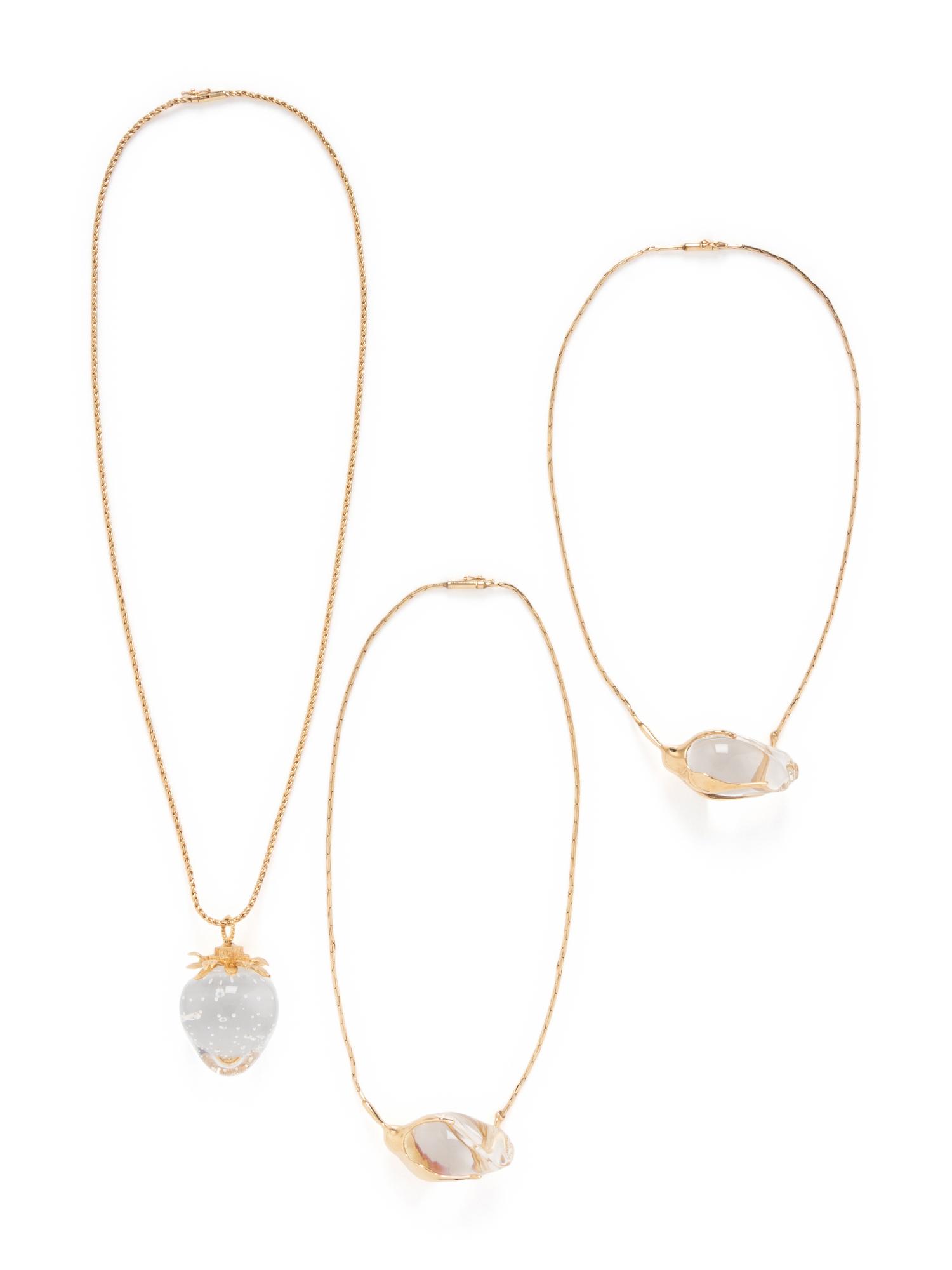 STEUBEN, COLLECTION OF YELLOW GOLD AND GLASS PENDANT NECKLACES