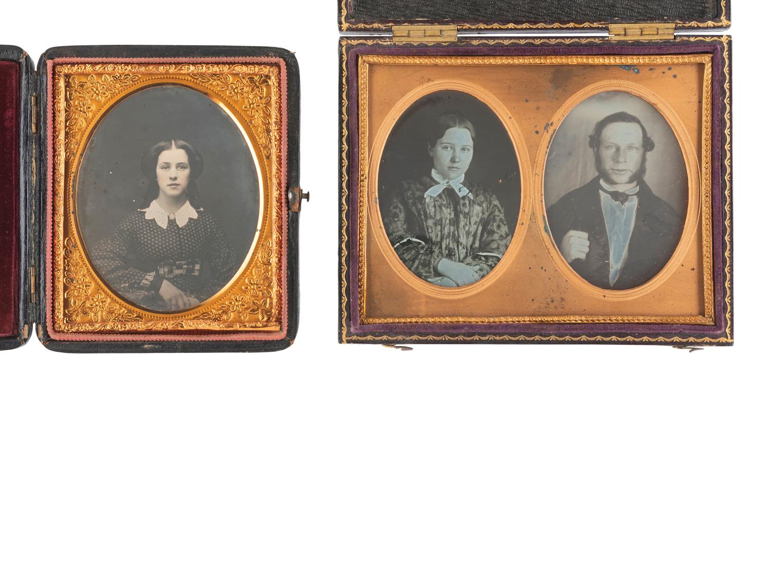 [EARLY PHOTOGRAPHY]. 12 daguerreotypes having interesting housings or attributes.