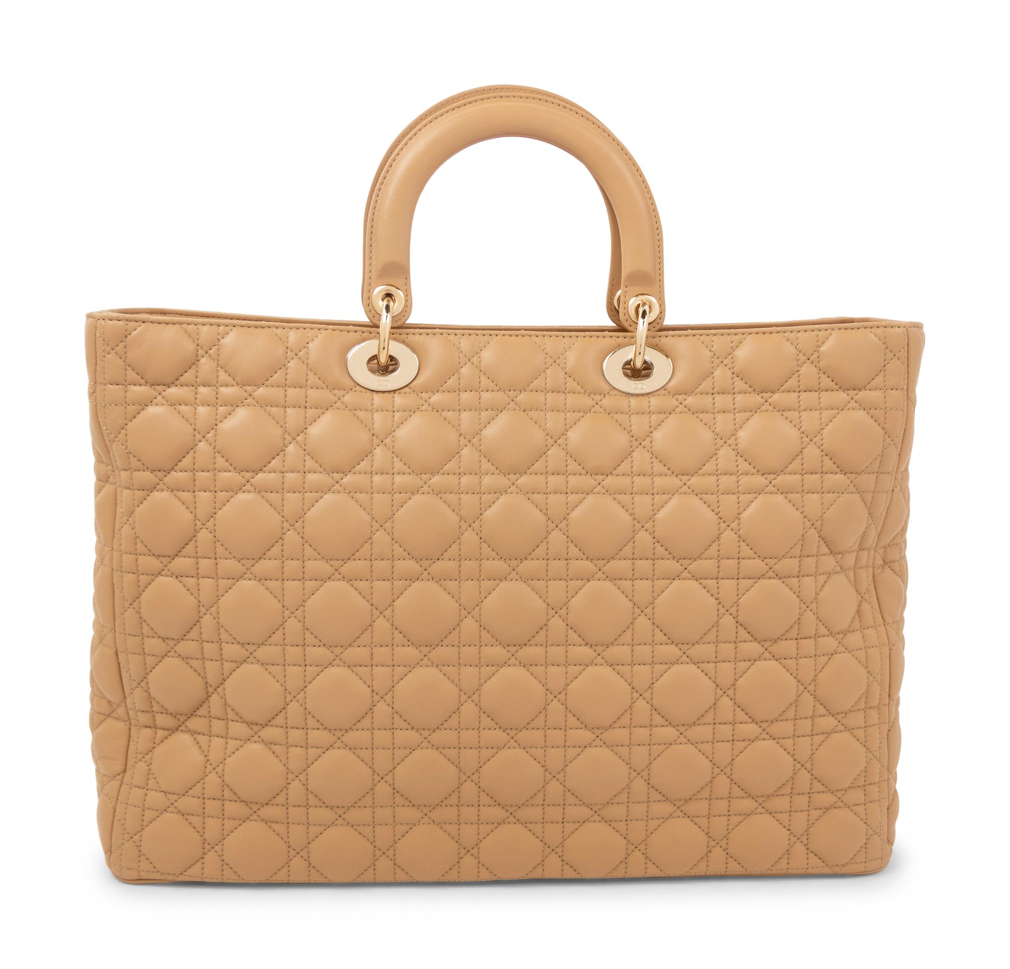 Christian Dior Tan Cannage Large Lady Dior Bag, 2010