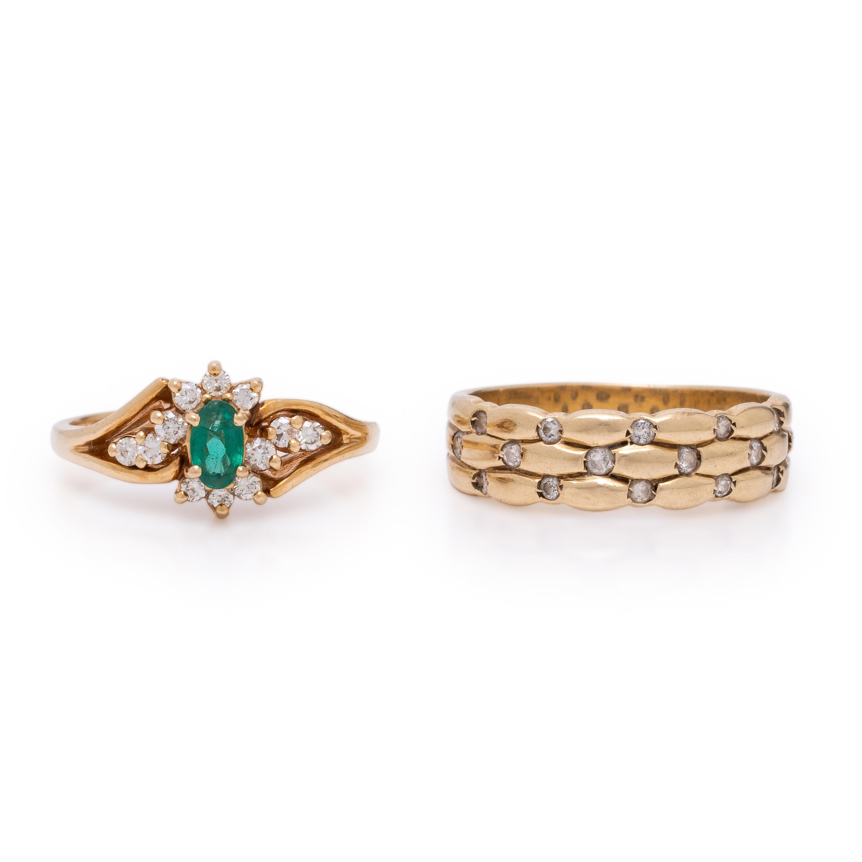 Two Yellow Gold and Gemstone Rings