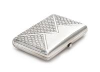 A Russian Silver Cigarette Case, Maker's Mark Cyrillic KNB, Moscow, Late 19th Century, the lid in the form of a sealed envelope with en