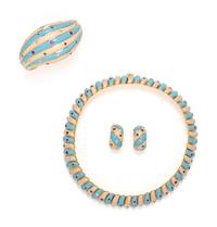 SPAULDING & CO., GUILLOCHÉ ENAMEL, DIAMOND AND RUBY PARURE