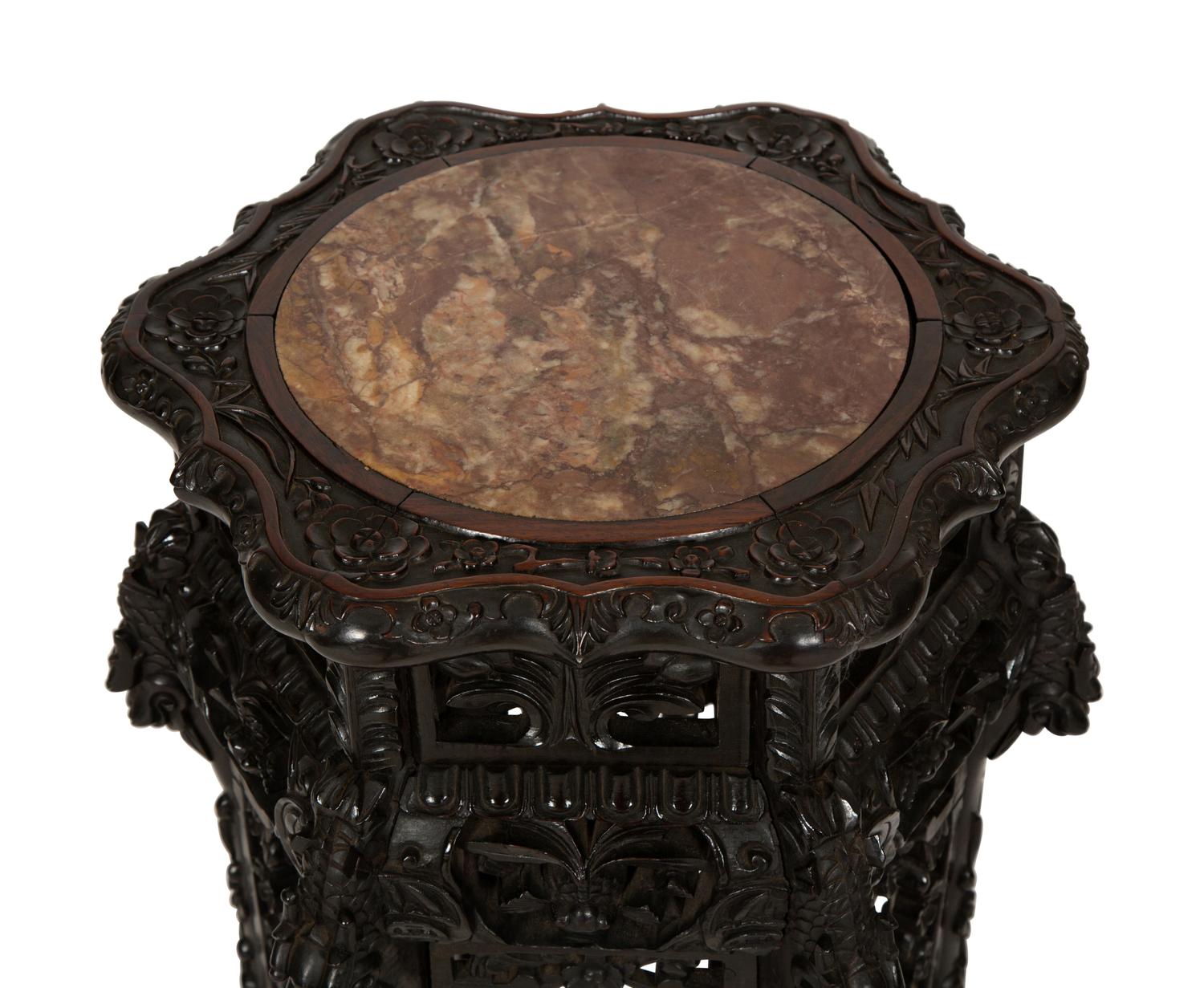 A Chinese Carved Hardwood Pedestal