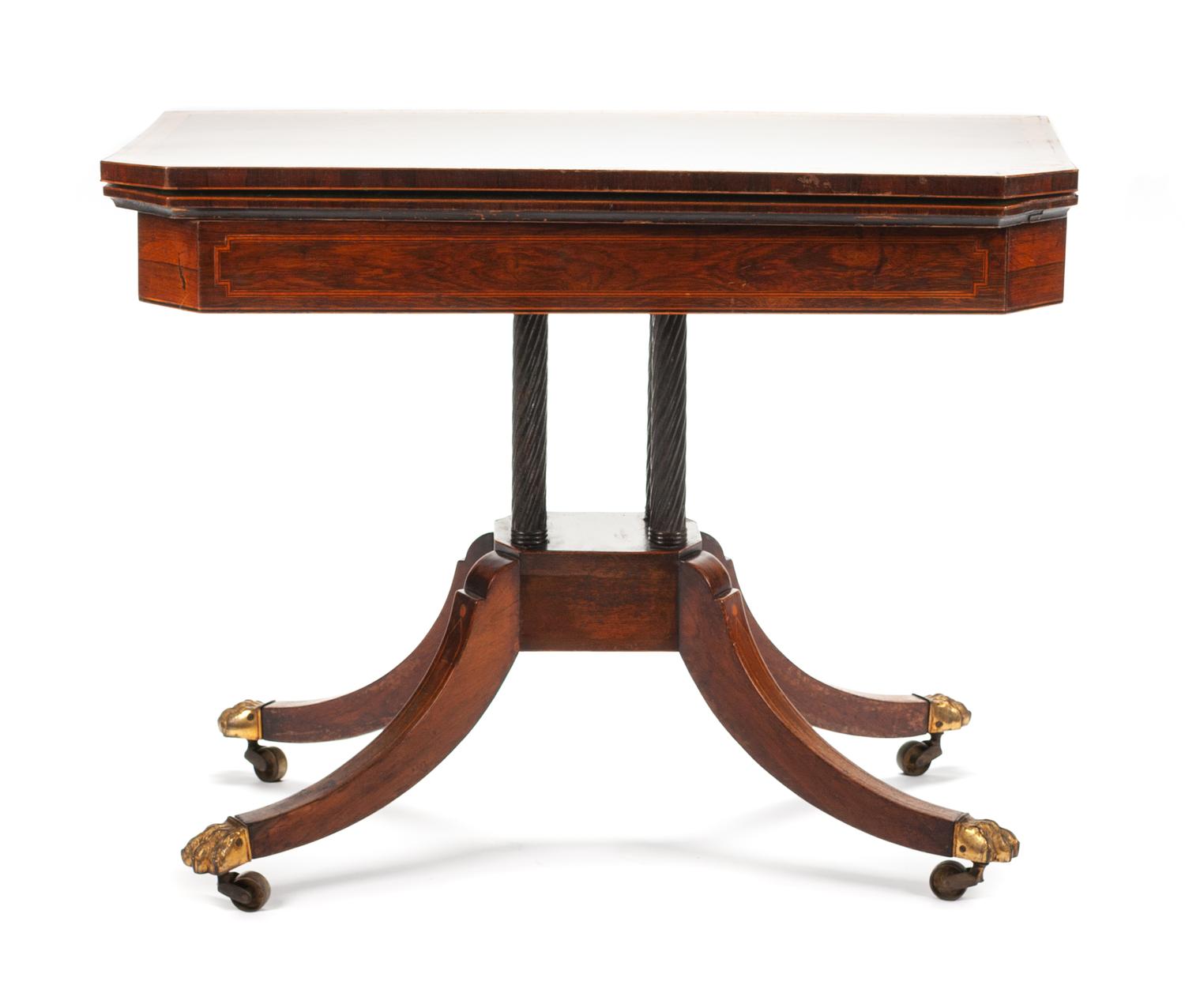 An American Classical Style Mahogany Banded Game Table Height 28 x width 36 x depth 18 inches. — LATE 19TH CENTURY