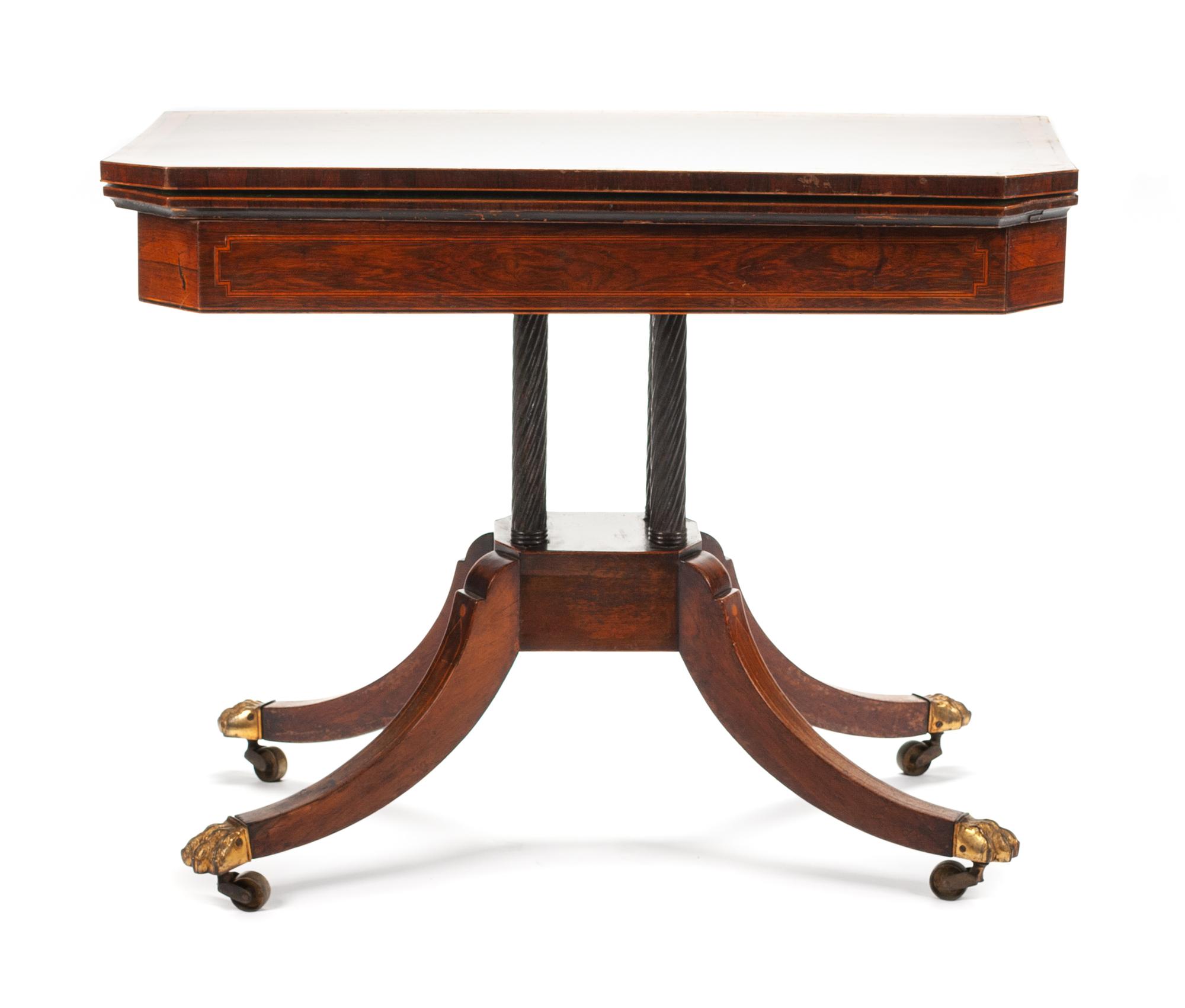 An American Classical Style Mahogany Banded Game Table Height 28 x width 36 x depth 18 inches. — LATE 19TH CENTURY