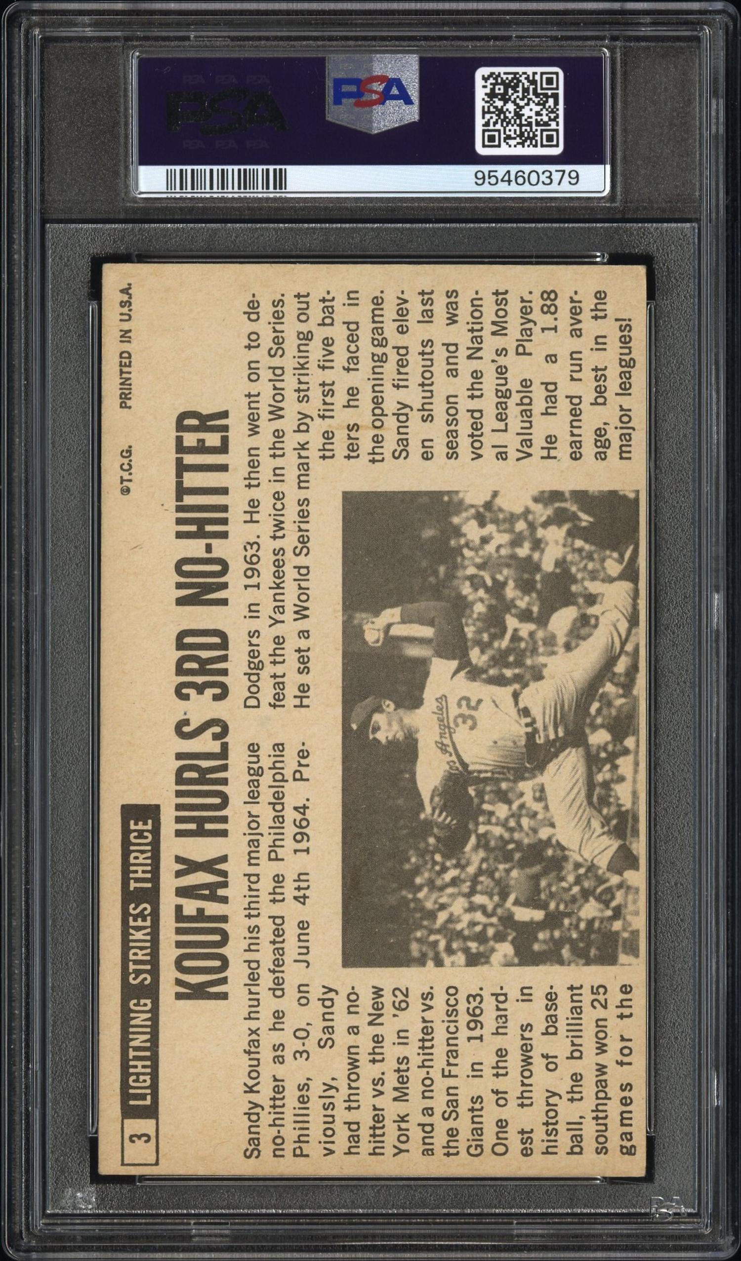 A 1964 Topps Giants Sandy Koufax Signed Autograph Baseball Card No. 3 (VG-EX 4 / AUTO 8)