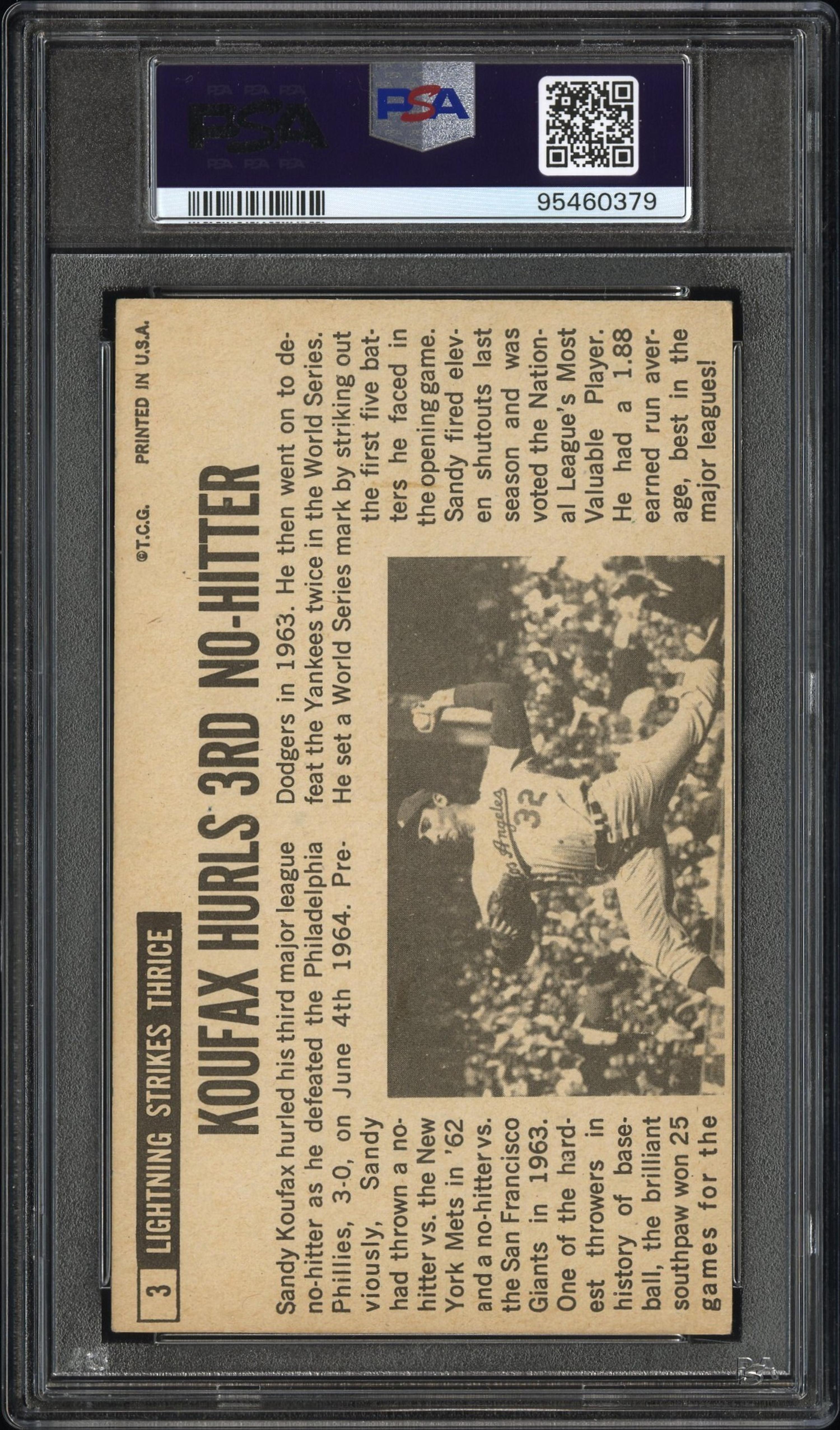 A 1964 Topps Giants Sandy Koufax Signed Autograph Baseball Card No. 3 (VG-EX 4 / AUTO 8)