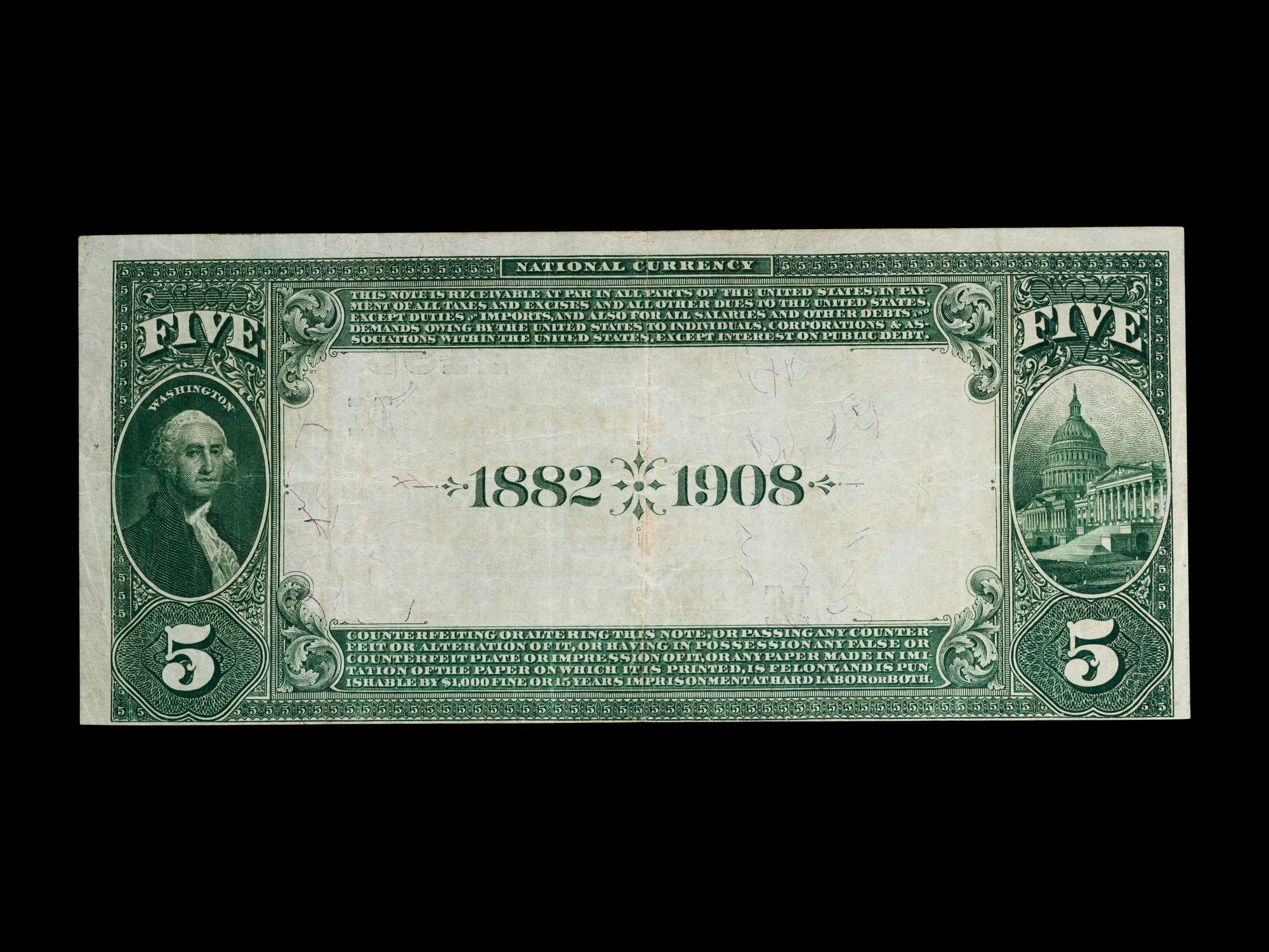 A Series 1882 Date Back $5 National Bank Note-Charter #2495 Citizens National Bank of Cincinnati, OH (PCGS-C VF25) [Fr. 537]