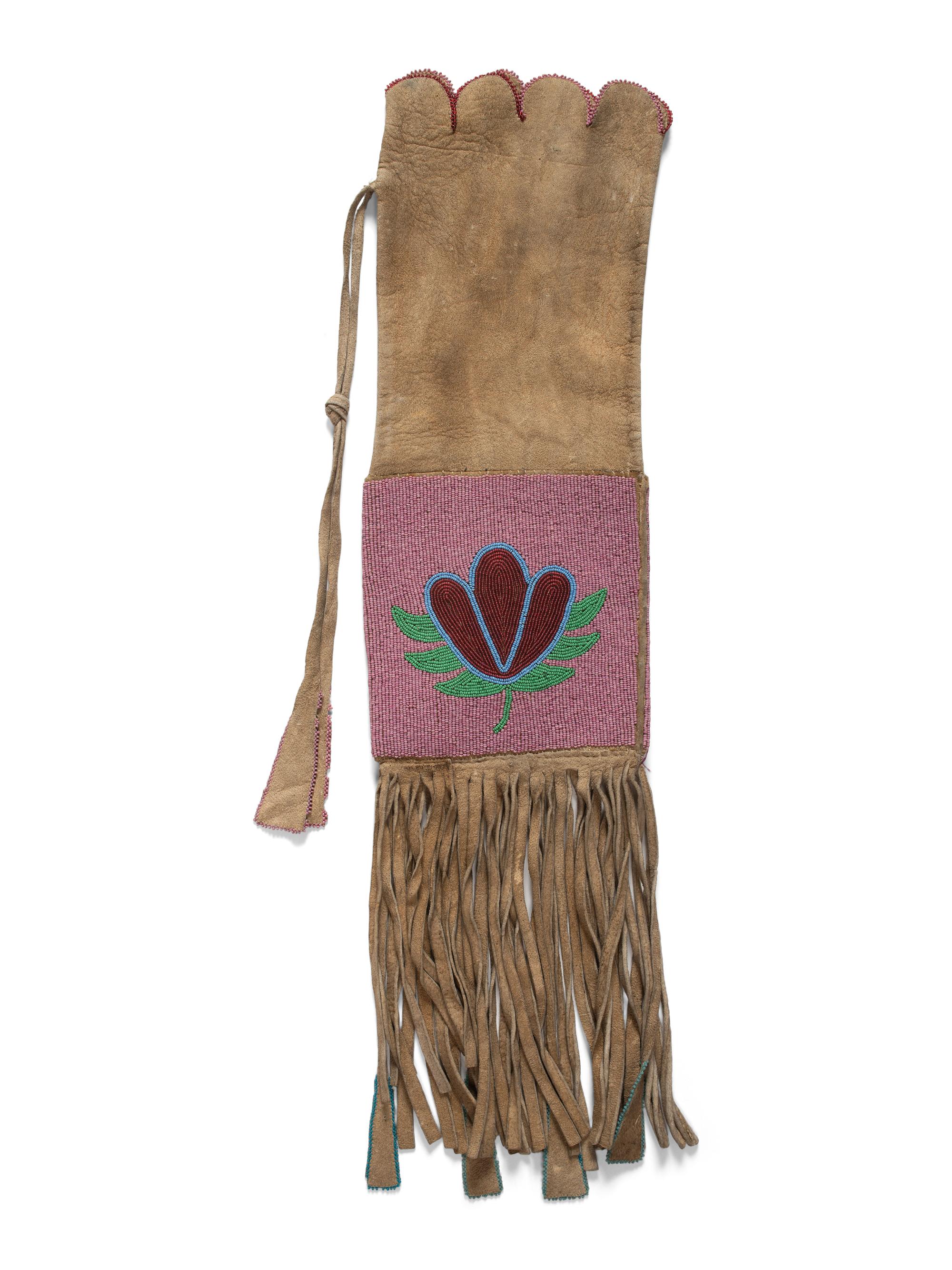 Plains Cree Beaded Hide Tobacco Bag