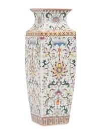 A Chinese Famille Rose Porcelain Square Vase