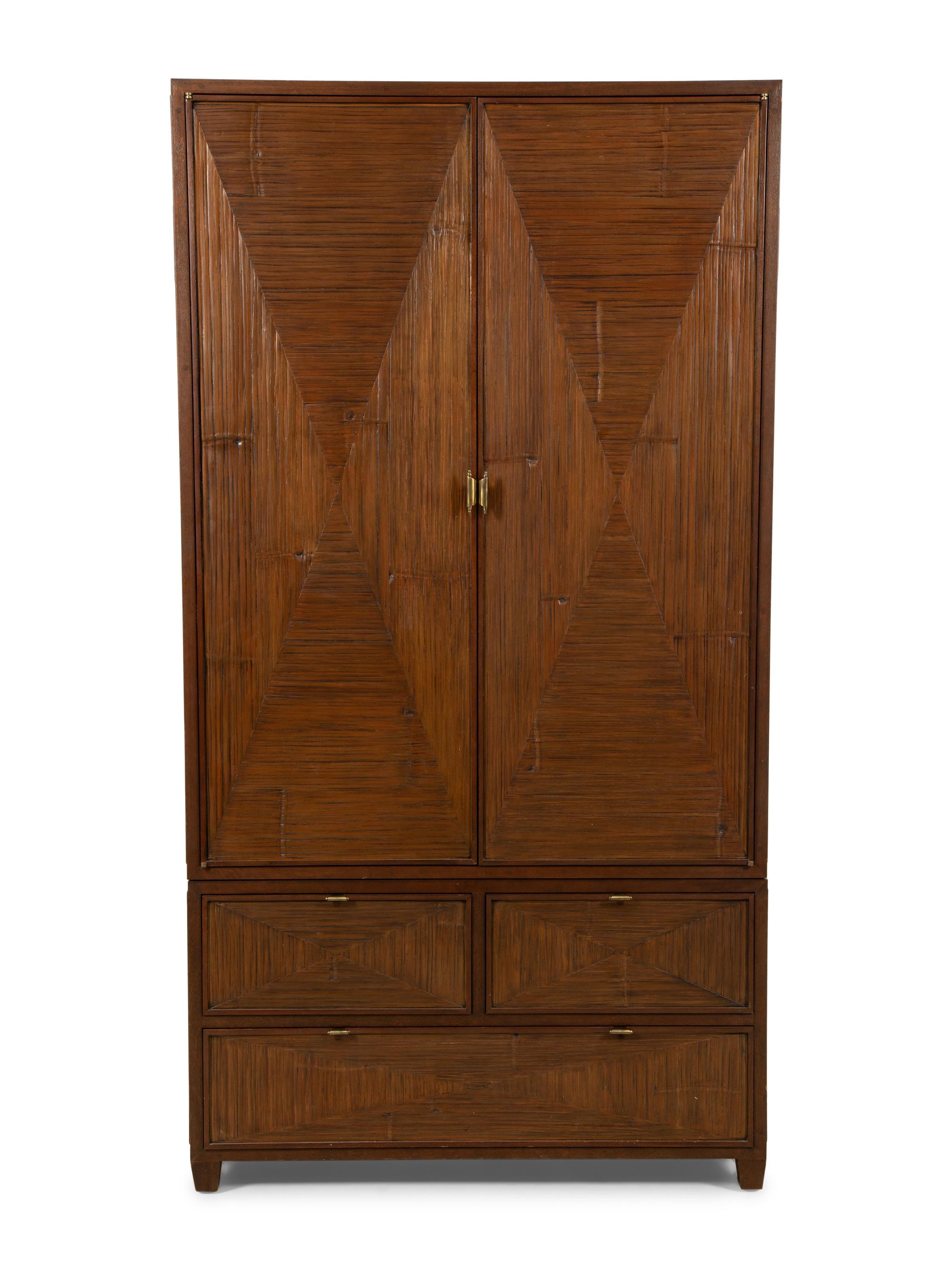 A McGuire Faux-Bamboo Armoire