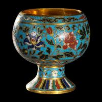 A Chinese Cloisonne Enamel Stem Cup 掐丝珐琅高足杯
