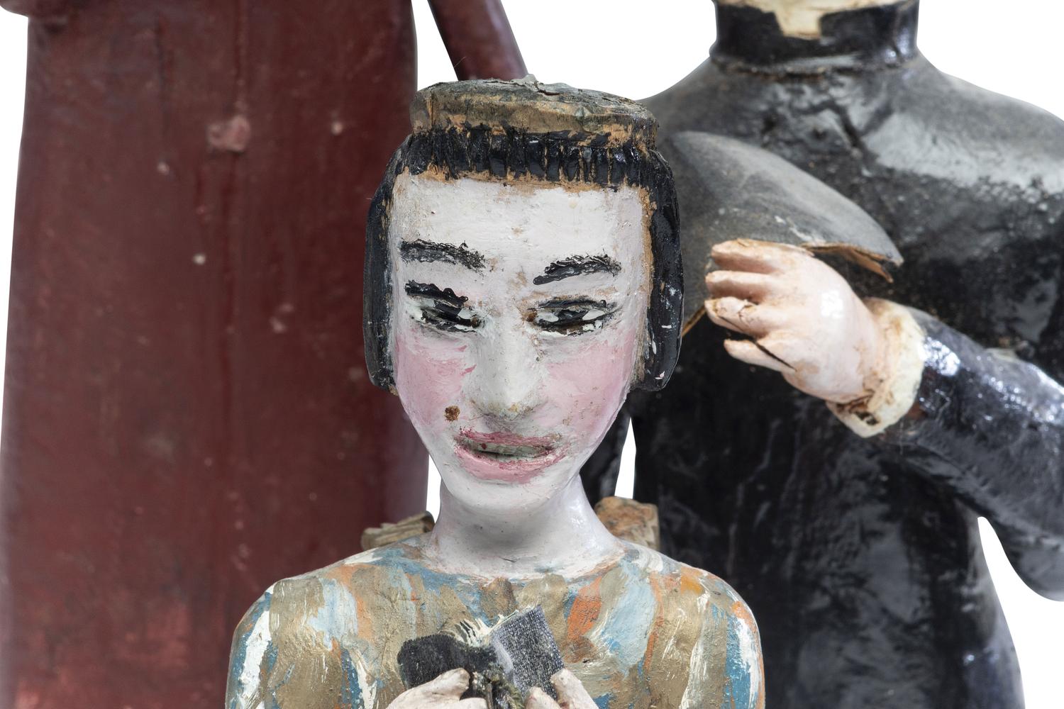 Seven Folk Art Carved and Painted Wood Figures