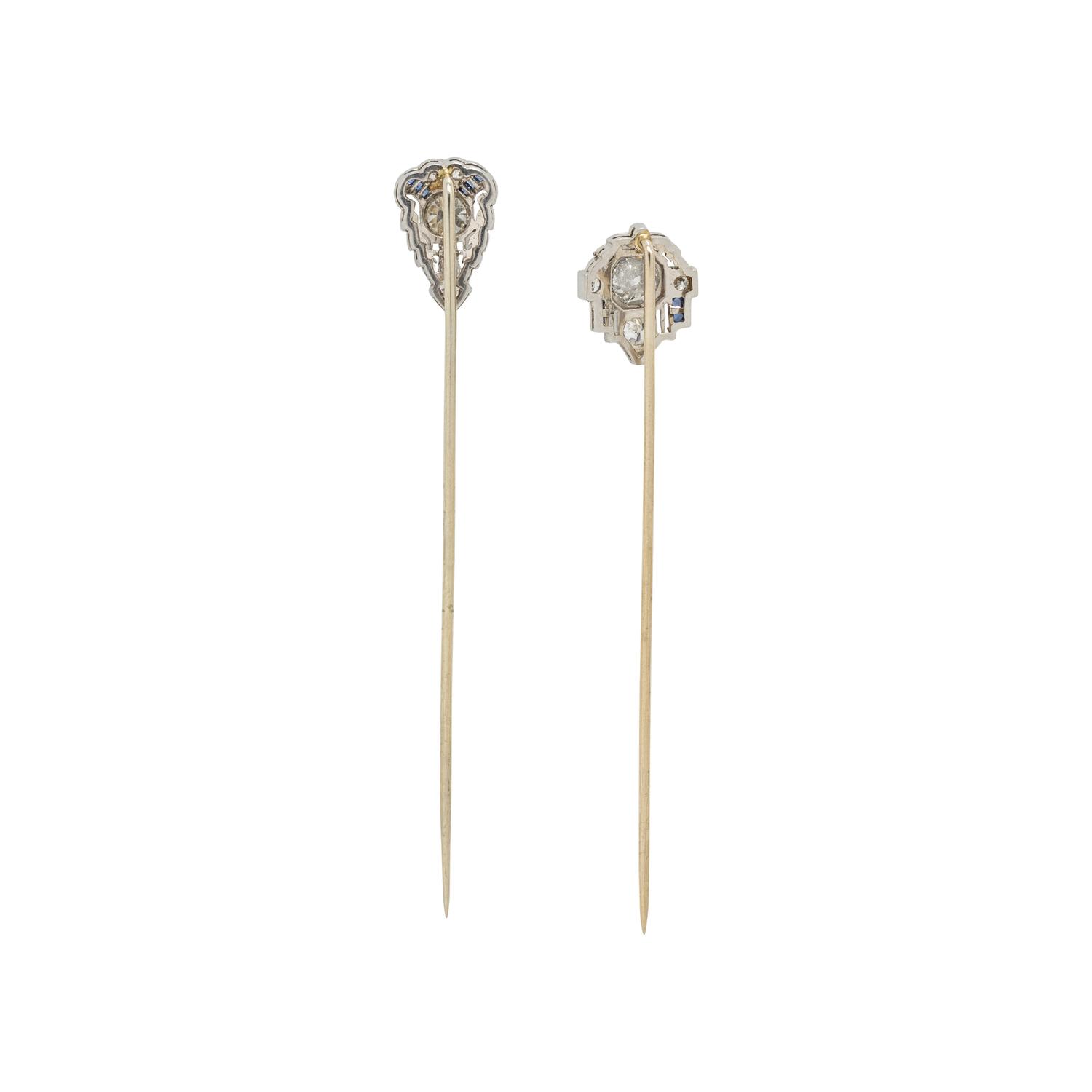 COLLECTION OF DIAMOND AND SAPPHIRE STICK PINS
