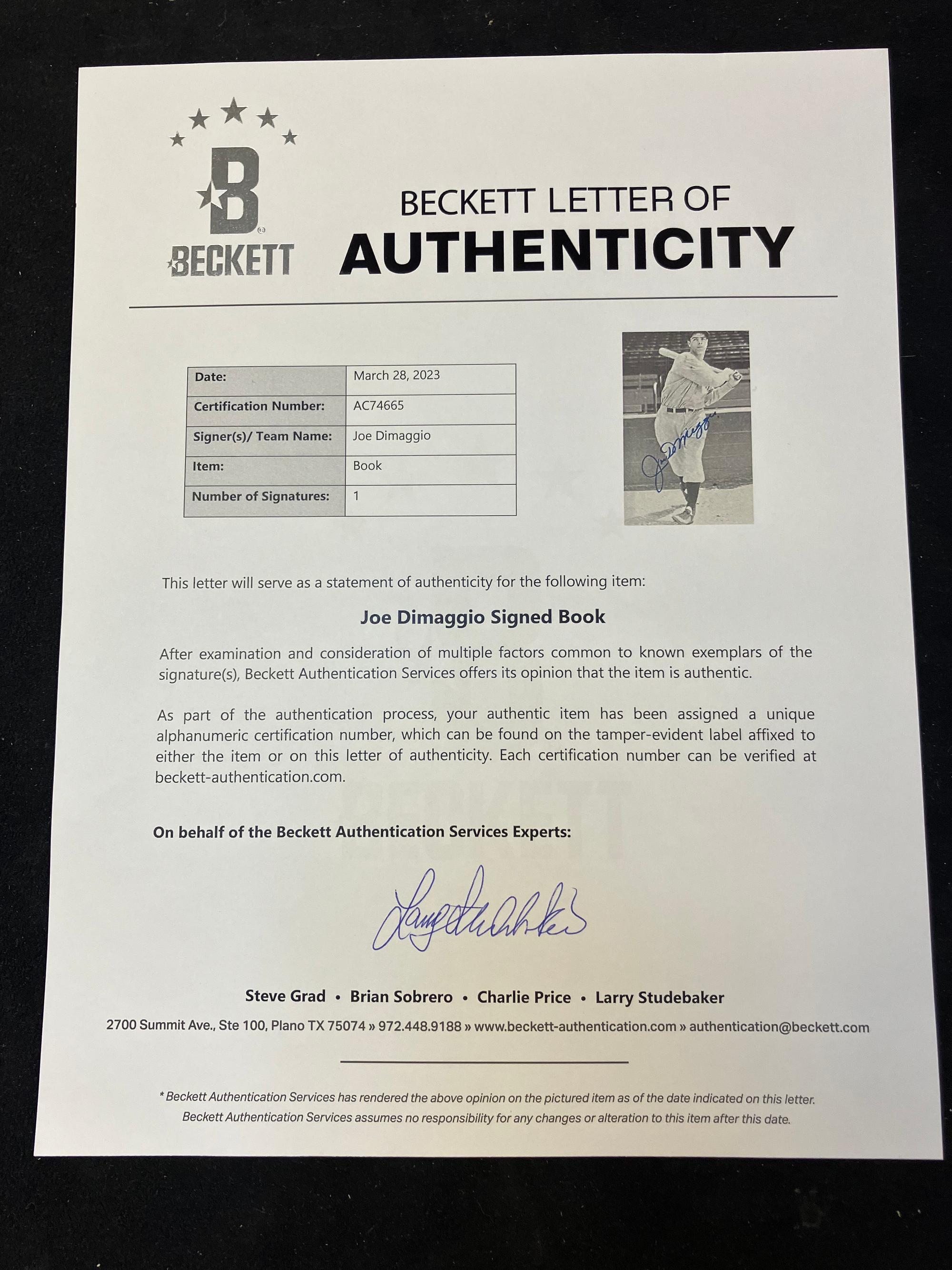 A Group of Two Joe DiMaggio Signed Autograph Album Book Sets (Beckett Authentication Services Letters),