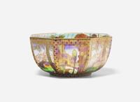 A Wedgwood Black Fairyland Lustre "Dana" Pattern Octagonal Bowl, UK, 1920s