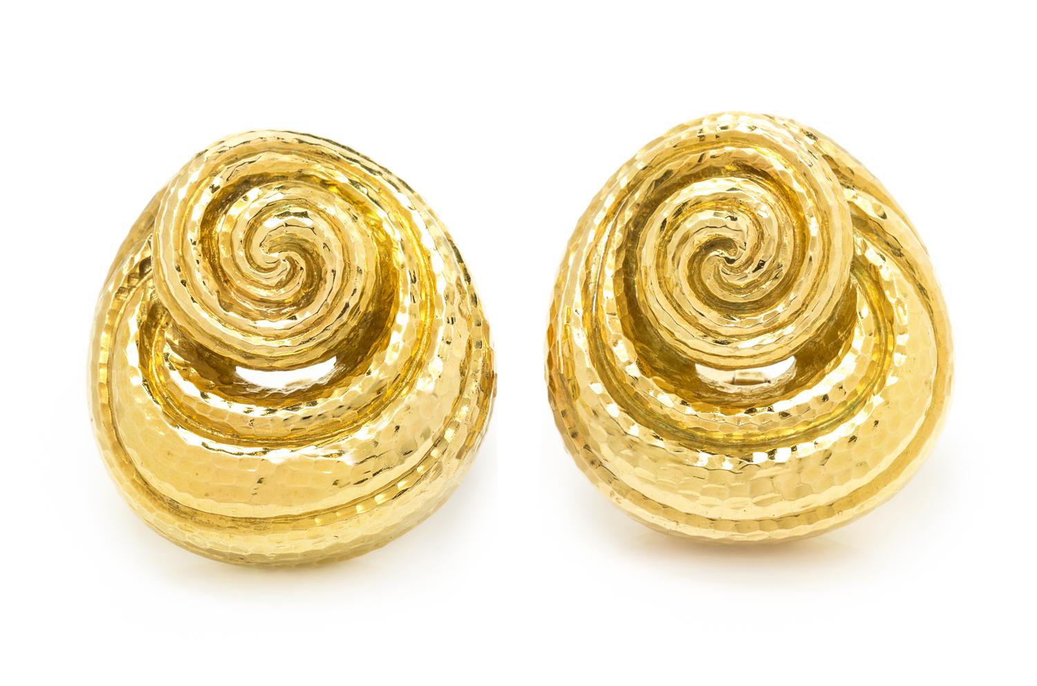 A Pair of 18 Karat Yellow Gold Earclips, David Webb, 37.80 dwts.