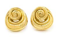 A Pair of 18 Karat Yellow Gold Earclips, David Webb, 37.80 dwts.
