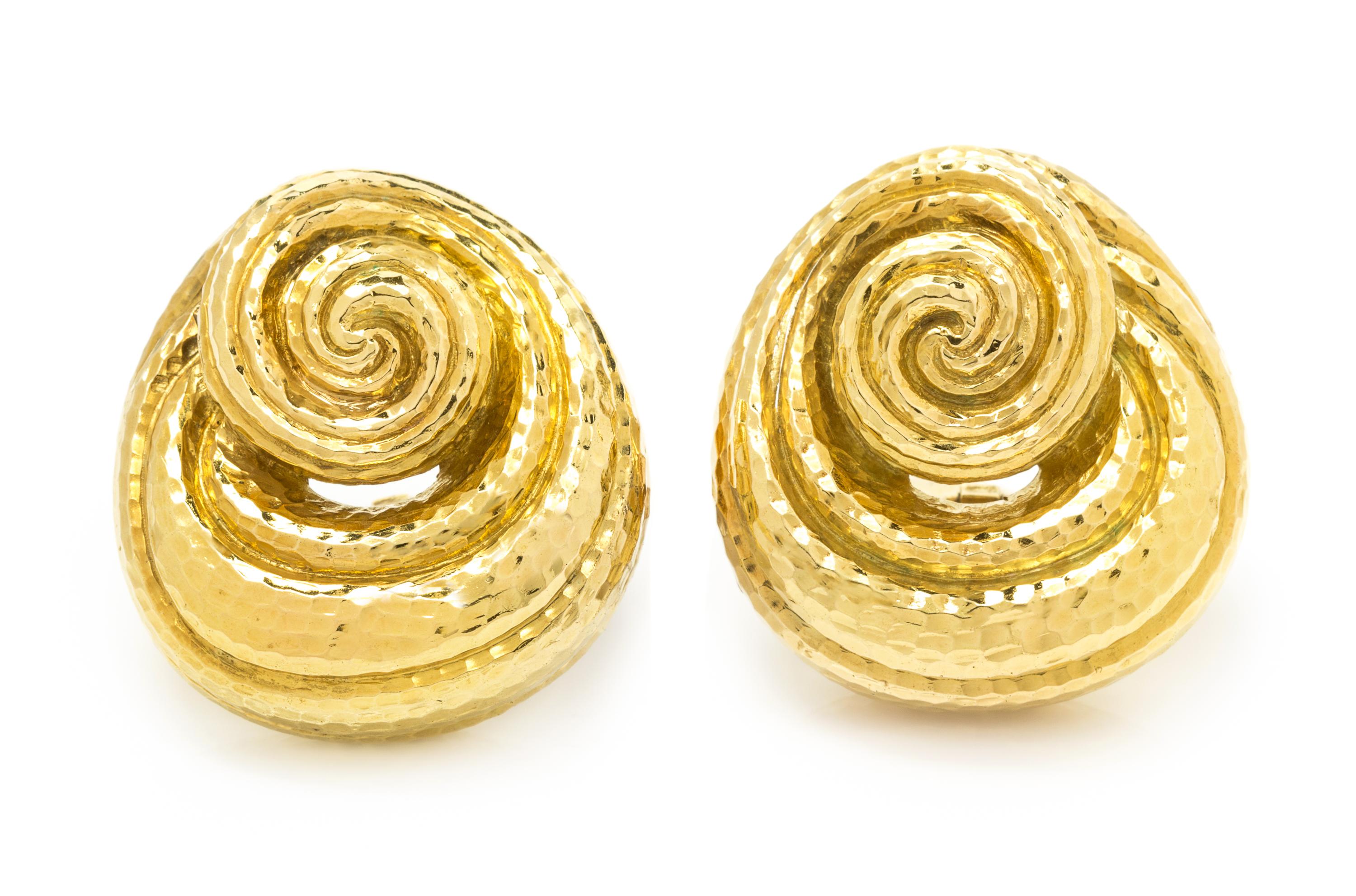 A Pair of 18 Karat Yellow Gold Earclips, David Webb, 37.80 dwts.