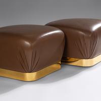 Pair of Soufflé Ottomans Karl Springer Ltd., USA
